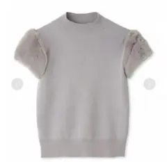 CELFORD グレー ファー付き半袖ニット