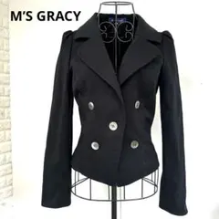 【M’S GRACY】エムズグレーシー　黒 テーラードジャケット 変わりボタン