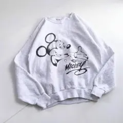 USA製　90s ディズニー ミッキーマウス プリントスウェット グレー L