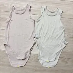 ユニクロ　エアリズム　ボディースーツ　ノースリーブ　80サイズ　白ピンク