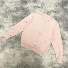 『GU』ジーユー　ニットカーディガン　長袖　クルーネック　前ボタン　綿　XL