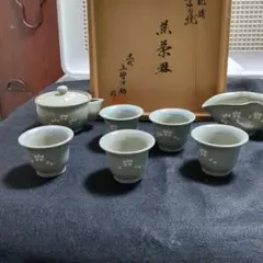 日本茶用 陶器製 茶器セット 花模様
