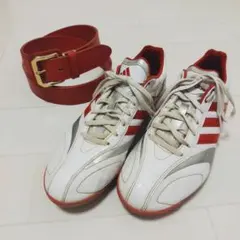 adidas ホワイト/レッド　野球用スパイク26.5センチ　ベルト付き