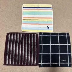 男女兼用ストライプ・チェック ハンカチ 3枚セット