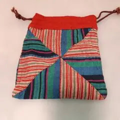 ハンドメイド　カラフルパッチワーク　巾着袋　ハンドメイド