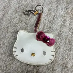 平成レトロ　ハローキティ フェイス型 キーホルダー ミラー　ラインストーン