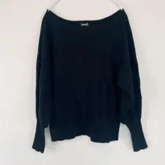 EXPRESS ブラック オフショルダー ニット M リブ編み 訳あり 秋冬のサムネイル