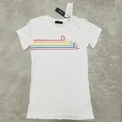新品タグ付 DIESEL Tシャツ XS 白 ホワイト レインボー