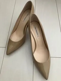 FABIO RUSCONI ポインテッドトゥ エナメルパンプス ベージュ 37