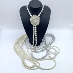 【TS】まとめ5点 パールネックレス ブレスレット ロング イミテーション