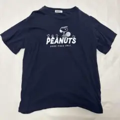 PEANUTS スヌーピー テニス ラケット Tシャツ ネイビー Lのサムネイル