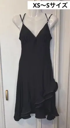 黒いフリル付きレッスンウェア　イチオク　社交ダンス　ラテン　匿名配送