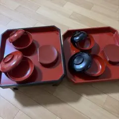 木製脚付お膳 8客 懐石 茶道具 古物 側面ウグイス色 ビンテージ - メルカリ