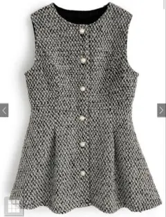 ツイードペプラムベスト