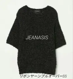 JEANASIS リボンヤーンプルオーバーSS半袖ニット ブラック・トップス春夏のサムネイル