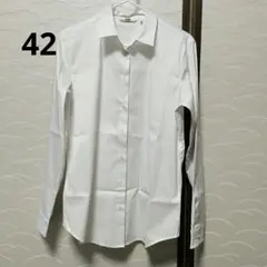ユニクロ スーピマコットンストレッチシャツ(長袖) ホワイト 42 レディース