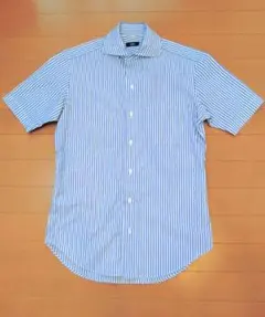 美品 SHIPS 青ストライプ 半袖シャツ