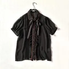 美品　sov. ソブ ダブルスタンダード ボウタイ ブラウス 4way F Sov. / フラワープリントサテンボウタイブラウス TOPS Night