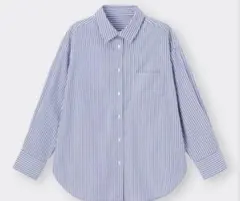 GU ストライプオーバーサイズシャツ BLUE Lサイズ