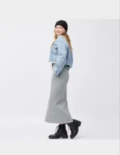 GU ヘビーウェイトスウェットナローロングスカート09 ブラック