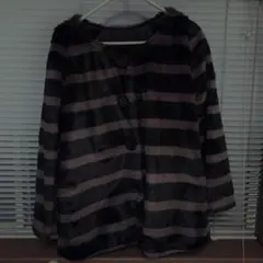 ♡フェイクファーボーダーレディースコート♡ 茶色系♡