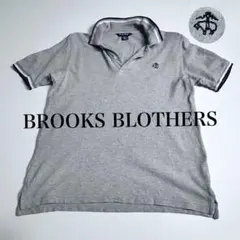 BROOKS BLOTHERS メンズ　ポロシャツ　鹿の子　グレー　刺繍　ゴルフ