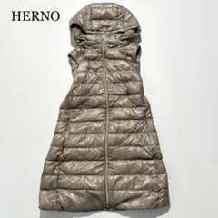 Herno フード付きシルバーキルティングダウンベストロング 2026年最新】HERNO レディース ダウンベスト・キルティングベストの