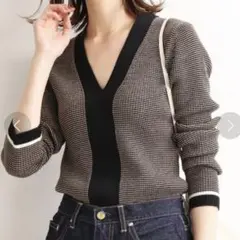 【美品】 イエナ IENA 3x3リブ Vネックプルオーバー ニット フリー