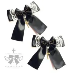 ゆらめきレースリボン　ゴスロリ ヘアクリップ ヘアピン ヘアアクセサリー