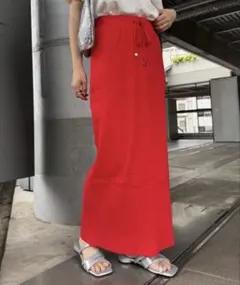 リブスカート　レッド
