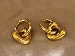 ハート型 ゴールド フープ ピアス