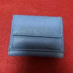 ライトブルー 三つ折り財布 合成皮革
