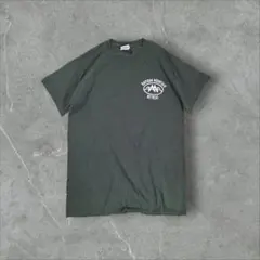 GILDAN 　海外古着　Tシャツ　S　グリーン　　山小屋　デザイン