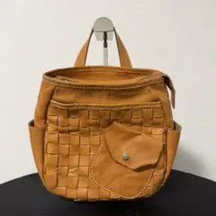 【稀有】zucchero 牛皮網眼後背包 駝色系