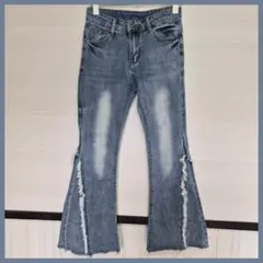 フレアデニム XS ダメージ加工 ブーツカット 韓国