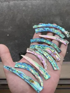 アワビ貝　ニュージーランドアワビ貝　10枚　螺鈿細工　ハンドメイド　素材