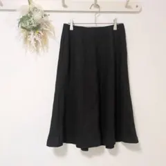 美品 ユニクロ UNIQLO 【L】 フレアスカート ウール 綿混 きれいめ 黒