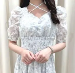 アンミール anmille フラークロスフレアop ブルー アンミール フラワークロスフレアワンピース ブルー - メルカリ