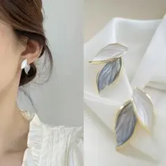 【SALE】モチーフ リーフ 両耳用 デザイン 上品 ピアス レディース 韓国