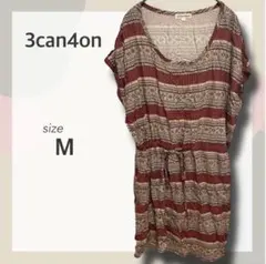 ⁠サンカンシオン 総柄チュニックワンピース M 赤 エスニック 半袖のサムネイル
