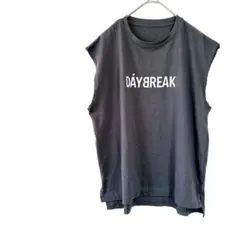 ノースリーブTシャツ M ダークグレー ロゴプリント カジュアル コットン混 夏