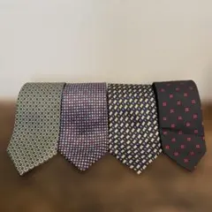 メンズ ネクタイ 4本セット｜小紋・格子・総柄｜ビジネス／オフィス対応　スーツ