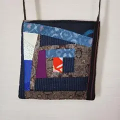 t*o様 着物リメイク　大島紬や絣パッチワークミニショルダーバッグ　(スマホショ