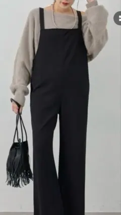 SHENERY カットジョーゼットサロペット 36 ブラックのサムネイル