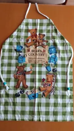 BEAR'S COUNTRY エプロン 緑のチェック柄