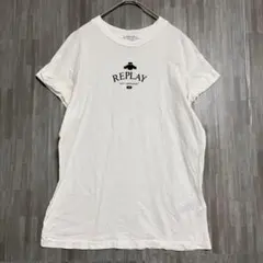 リプレイ　クルーネック ロゴプリントTシャツ　白　Sのサムネイル