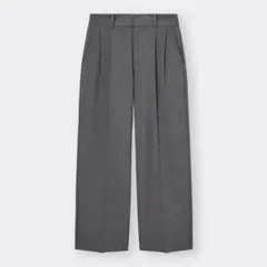 GU タックワイドパンツ ダークグレー Lサイズ