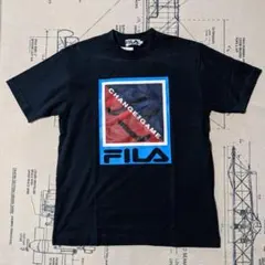 FILA Tシャツ 半袖 ネイビー S ビッグプリント 日本製 タグあり