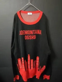 ジョーモンタナOGSH9 ニット XLサイズ　黒赤　デカロゴ