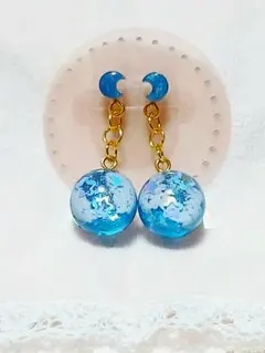 No.1613-D 月型☆星☆夜空☆ハンドメイド☆レジン☆ピアス・イヤリング